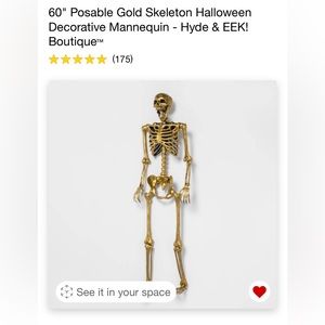Target Halloween Gold Posable Skeleton. 60" high, p